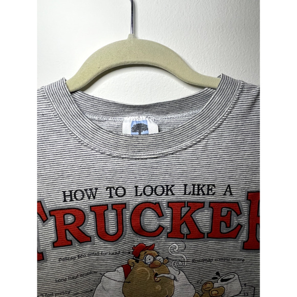 Grey & White Single-Stitch 1993 Vintage "How to Look Like a Trucker" Tee Size XL - Picture 3 of 13